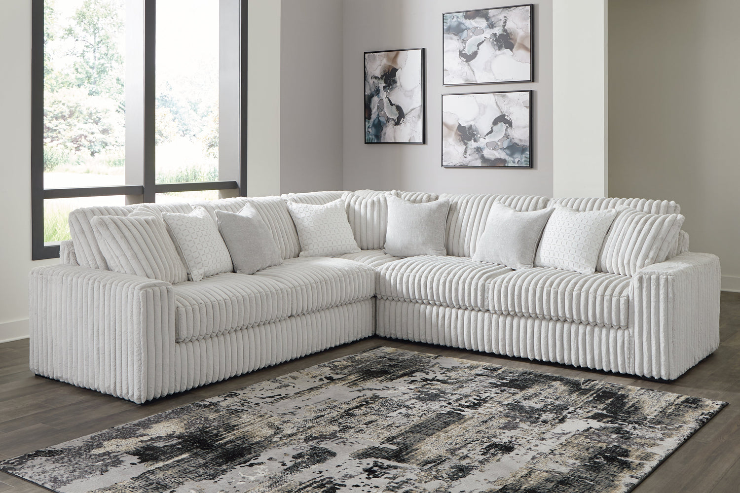 Stupendous 3-Piece Sectional with Ottoman in Alloy from Ashley - Luna Furniture