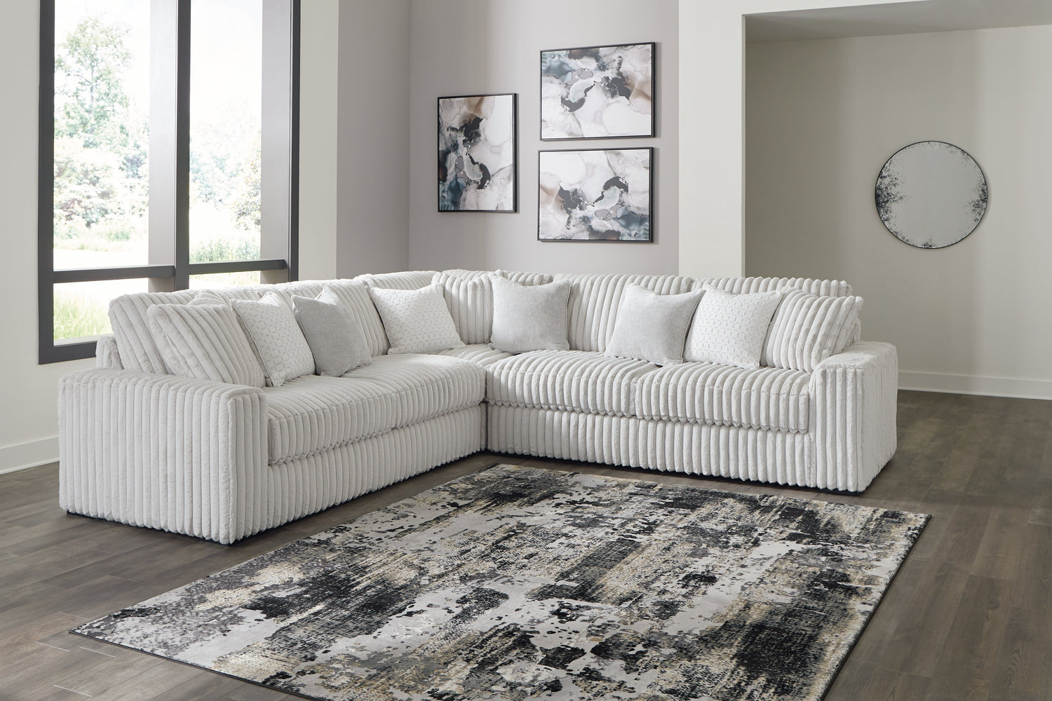 Stupendous 3-Piece Sectional with Ottoman in Alloy from Ashley - Luna Furniture