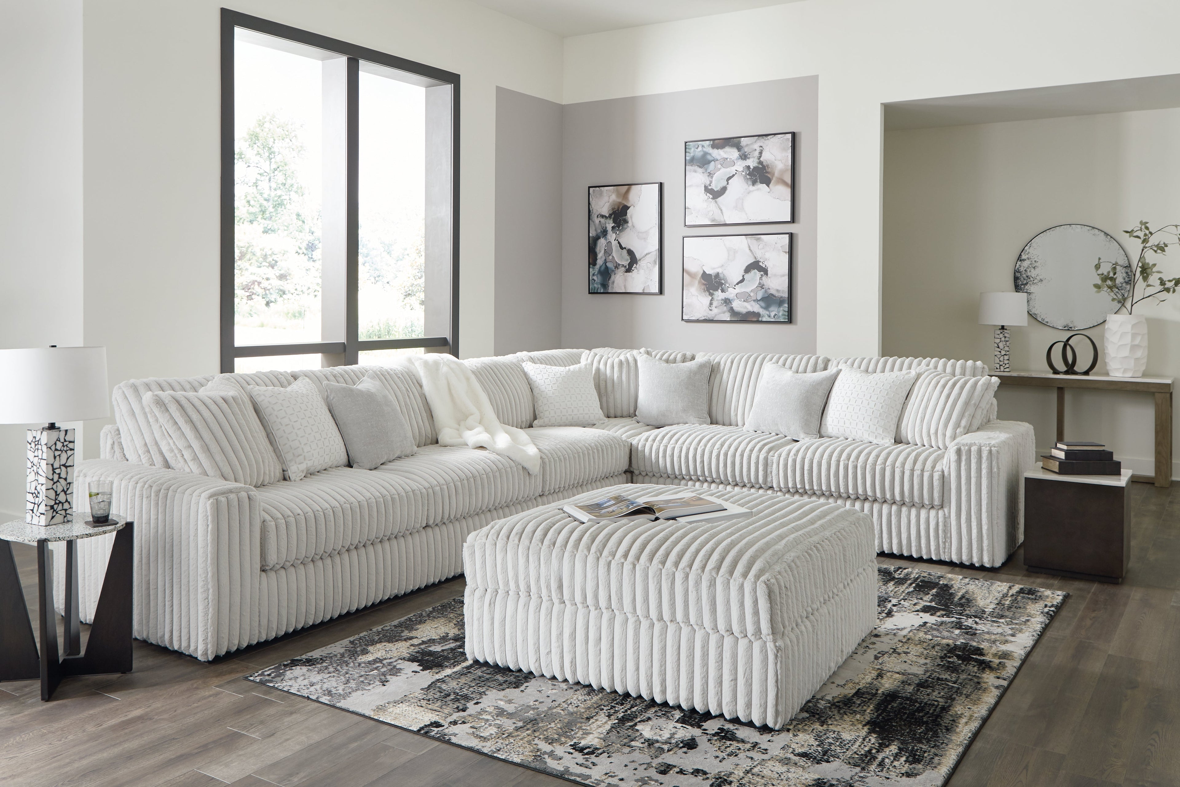 Stupendous 4-Piece Sectional with Ottoman in Alloy from Ashley - Luna Furniture