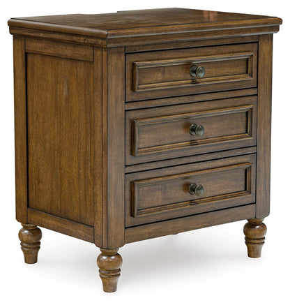 Sturlayne California King Upholstered Panel Bed with Dresser and 2 Nightstands in Brown from Ashley - Luna Furniture