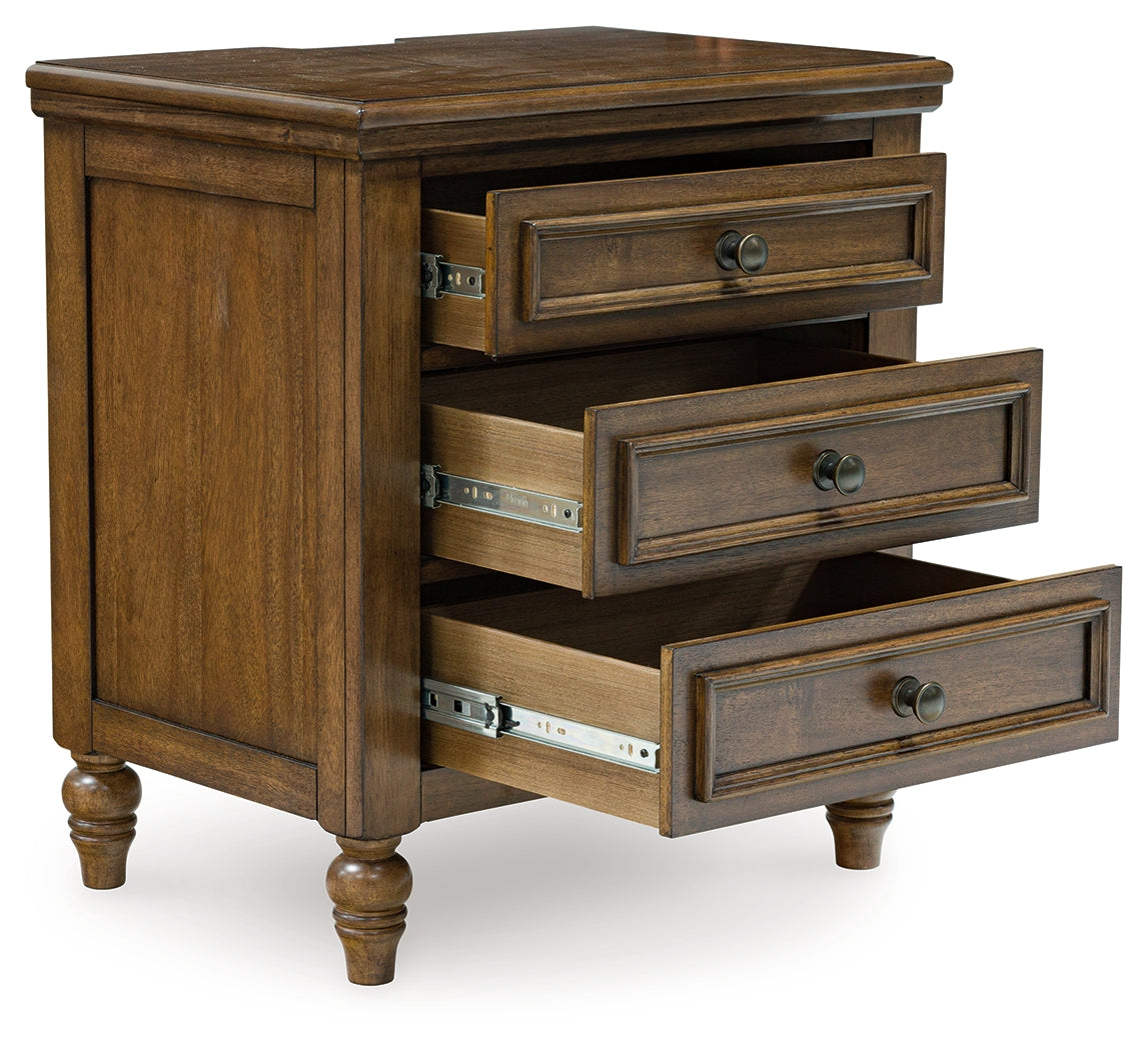 Sturlayne California King Upholstered Panel Bed with Dresser and 2 Nightstands in Brown from Ashley - Luna Furniture