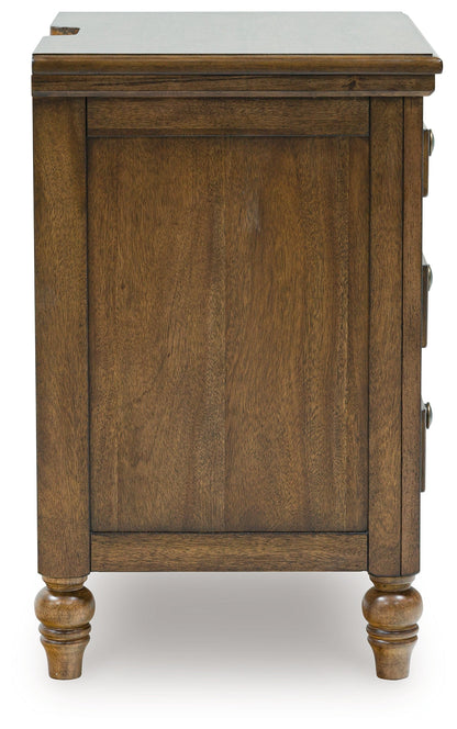 Sturlayne King Upholstered Panel Bed with Dresser and 2 Nightstands in Brown from Ashley - Luna Furniture
