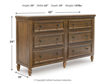 Sturlayne King Upholstered Panel Bed with Dresser and 2 Nightstands in Brown from Ashley - Luna Furniture