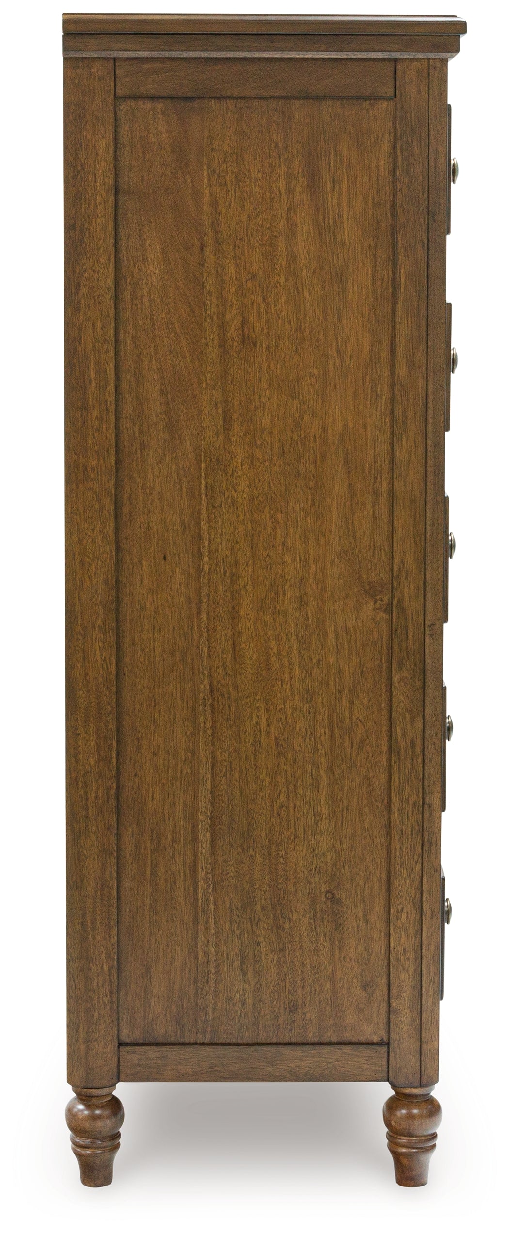 Sturlayne King Upholstered Panel Bed with Mirrored Dresser, Chest and 2 Nightstands in Brown from Ashley - Luna Furniture