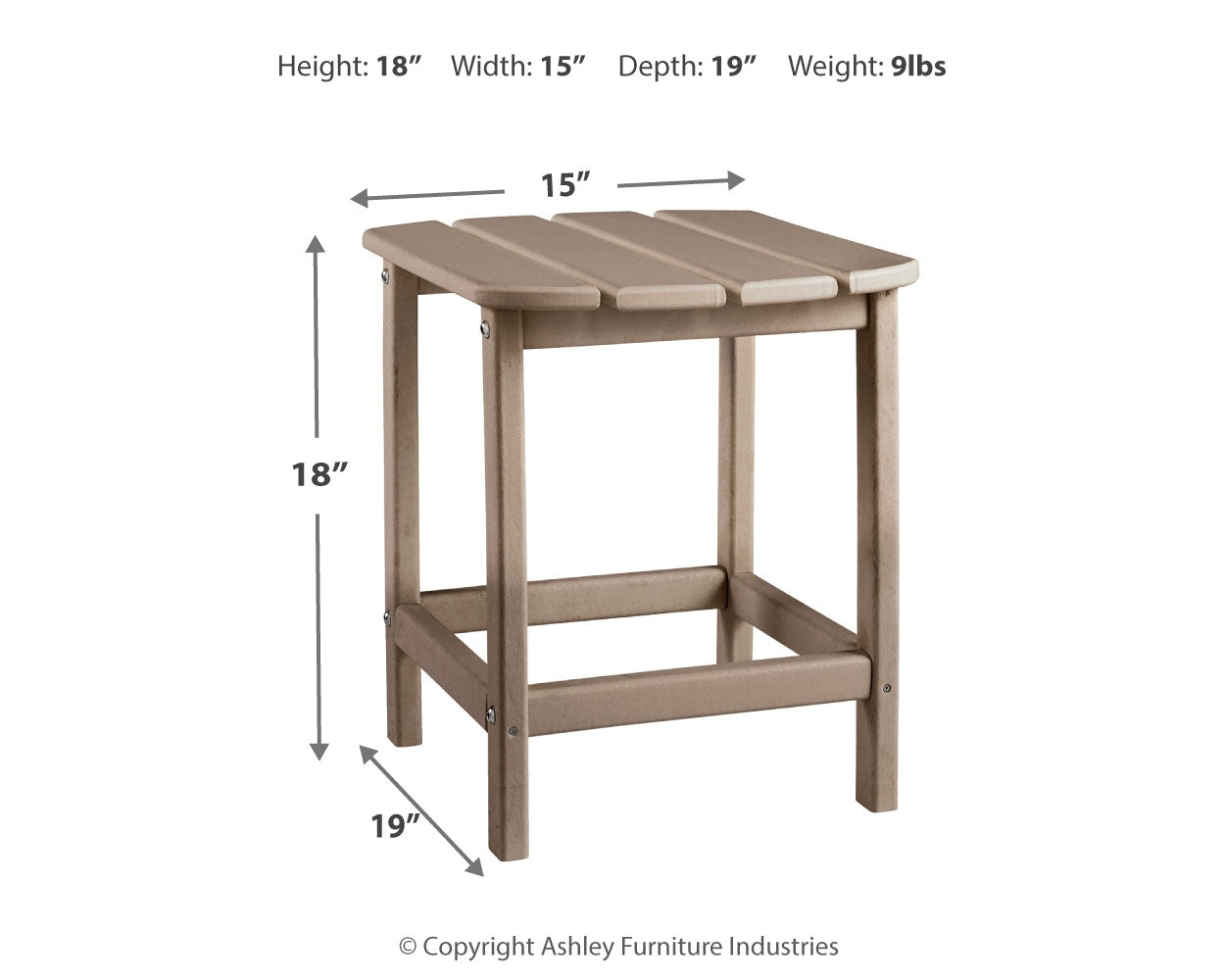 Sundown Treasure Driftwood 4 Adirondack Chairs and Outdoor End Table - P014P2