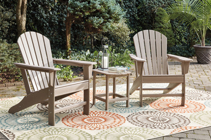Sundown Treasure Driftwood 4 Adirondack Chairs and Outdoor End Table - P014P2
