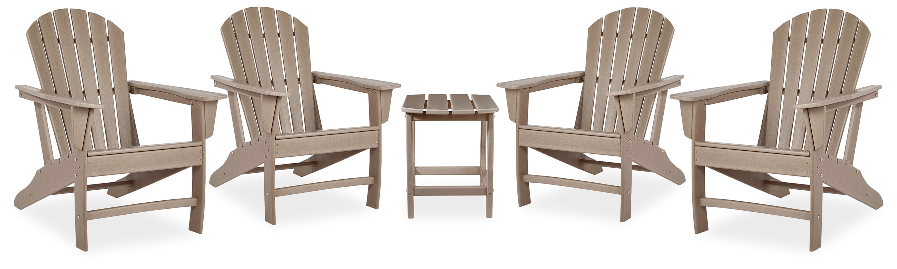 Sundown Treasure Driftwood 4 Adirondack Chairs and Outdoor End Table - P014P2