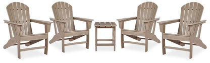 Sundown Treasure Driftwood 4 Adirondack Chairs and Outdoor End Table - P014P2