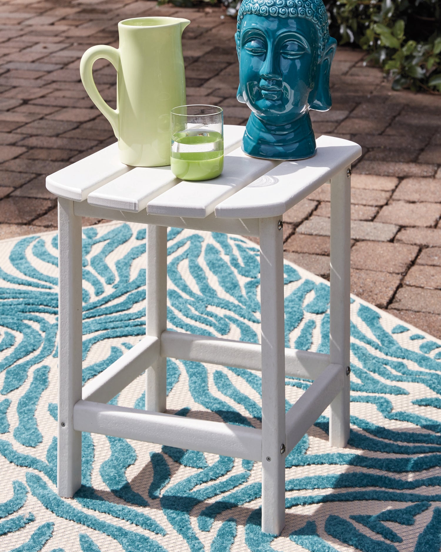 Sundown Treasure White Adirondack Chair with End Table - P011P1