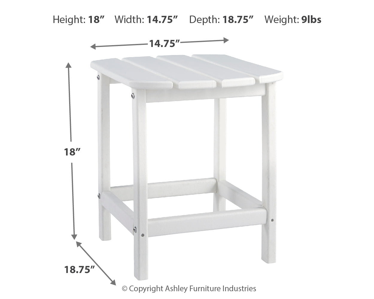 Sundown Treasure White Adirondack Chair with End Table - P011P1
