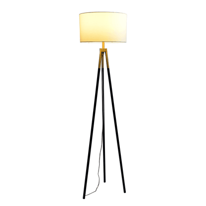 Sway Brassed Gold Floor Lamp with On/Off Switch Triple Legs White Fabric Shade - FLL03701901