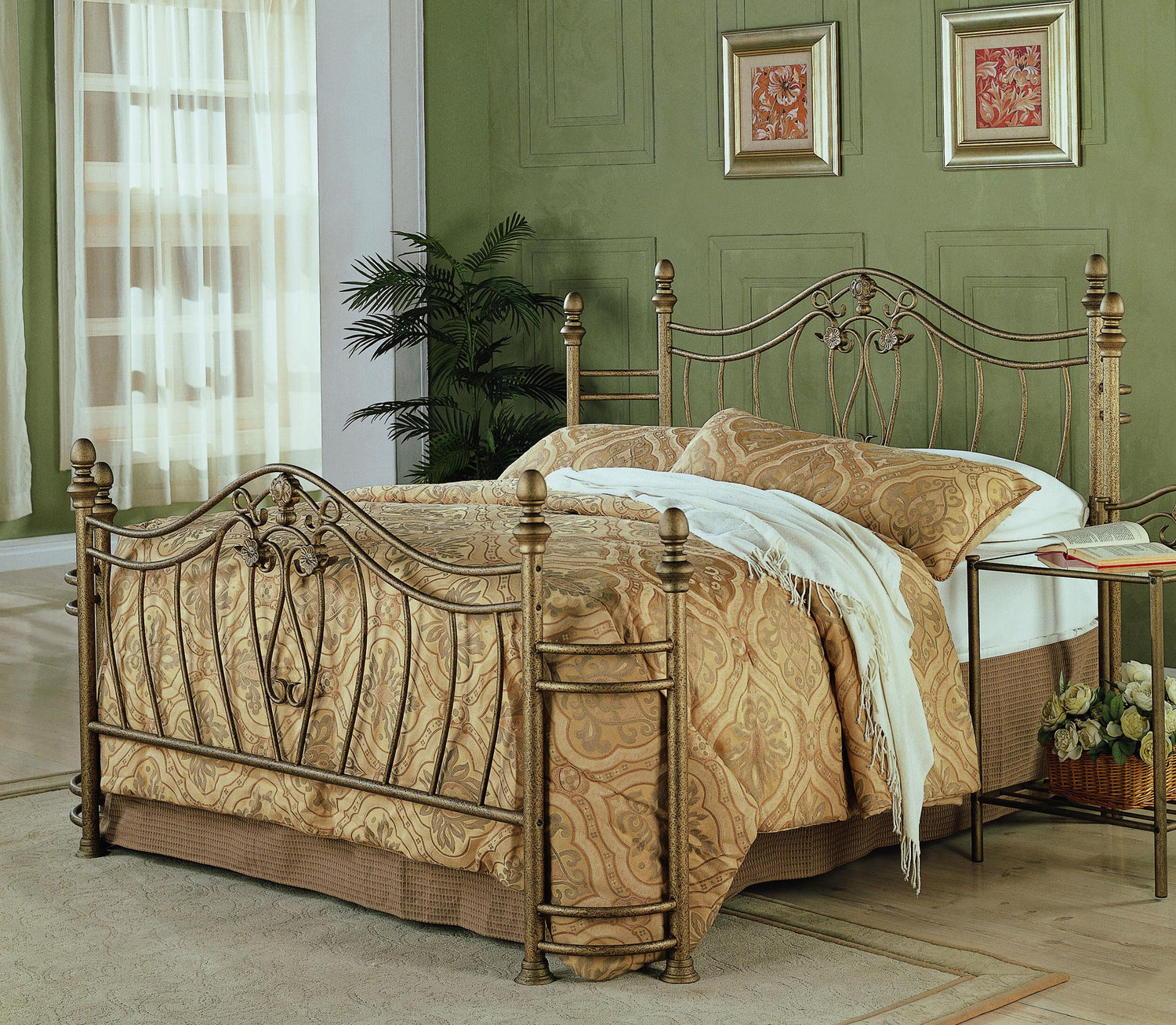 Sydney Metal Eastern King Open Frame Bed Brushed Gold - 300171KE-SET