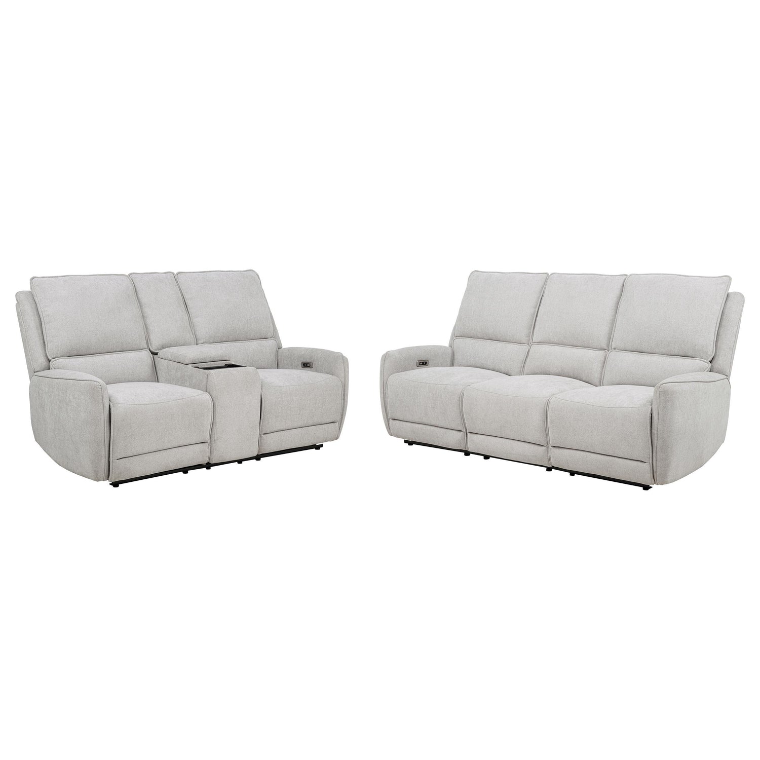 Sylmar 2-piece Chenille Power Reclining Sofa Set Dove Grey - 610521P-S2