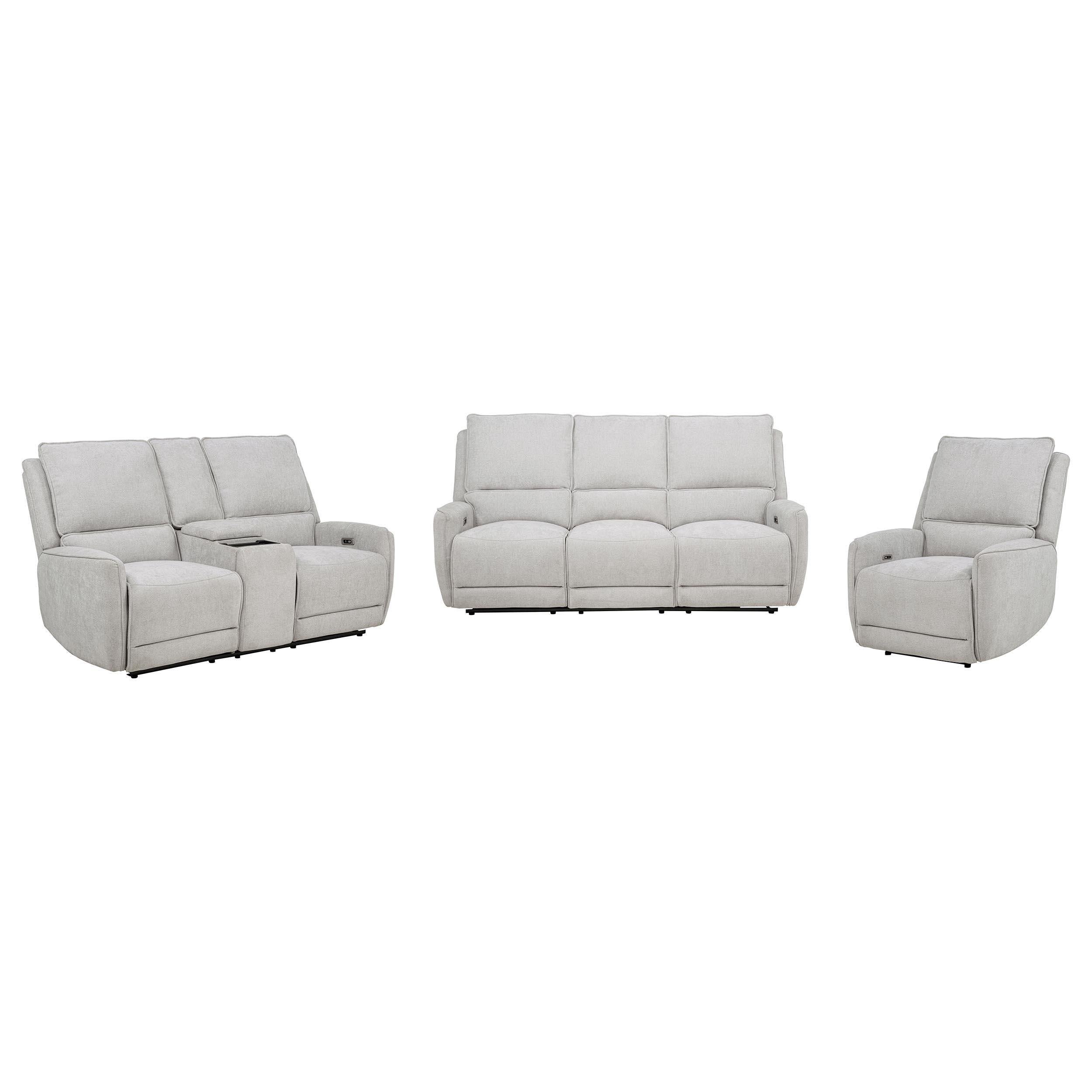 Sylmar 3-piece Chenille Power Reclining Sofa Set Dove Grey - 610521P-S3