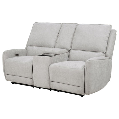 Sylmar Chenille Upholstered Power Reclining Loveseat Grey - 610522P