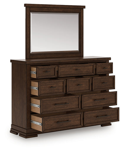Taffenbrook Medium Brown Dresser and Mirror - B849B1