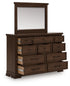 Taffenbrook Medium Brown Dresser and Mirror - B849B1