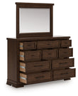 Taffenbrook Medium Brown Dresser and Mirror - B849B1