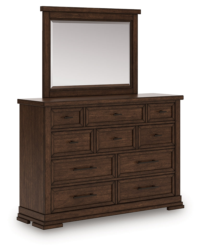 Taffenbrook Medium Brown Dresser and Mirror - B849B1