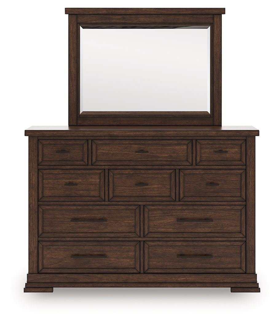 Taffenbrook Medium Brown Dresser and Mirror - B849B1