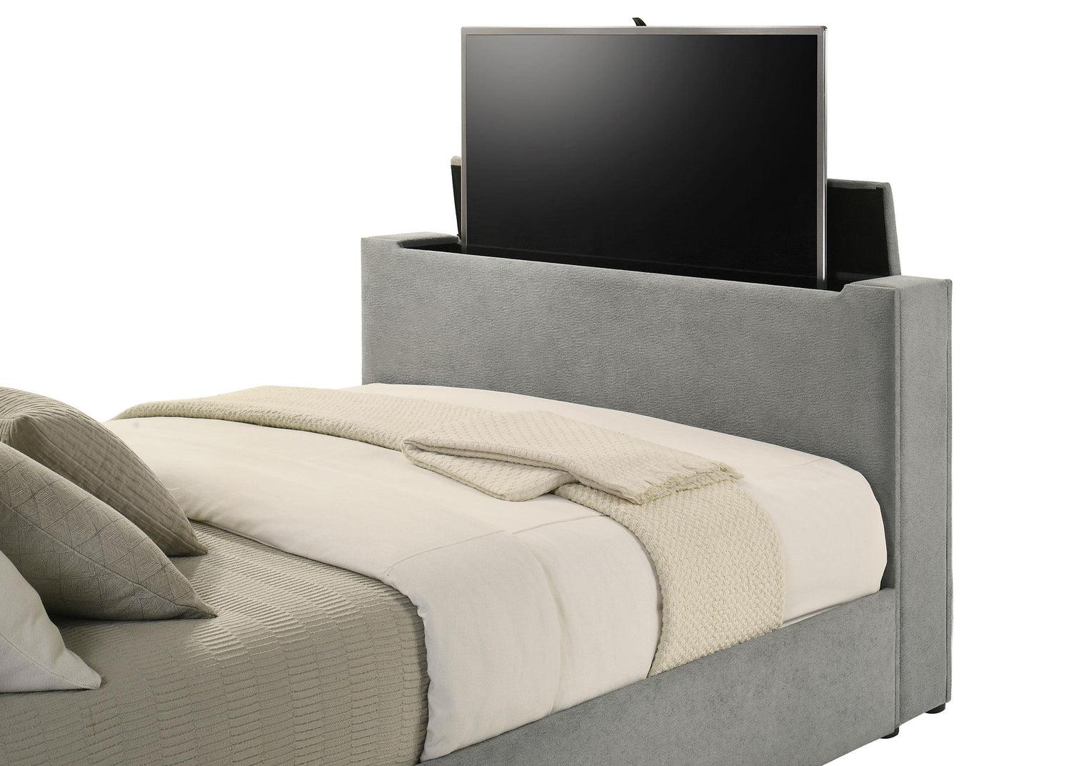 Tara 61-inch Upholstered Queen Panel TV Bed Grey - 315994Q