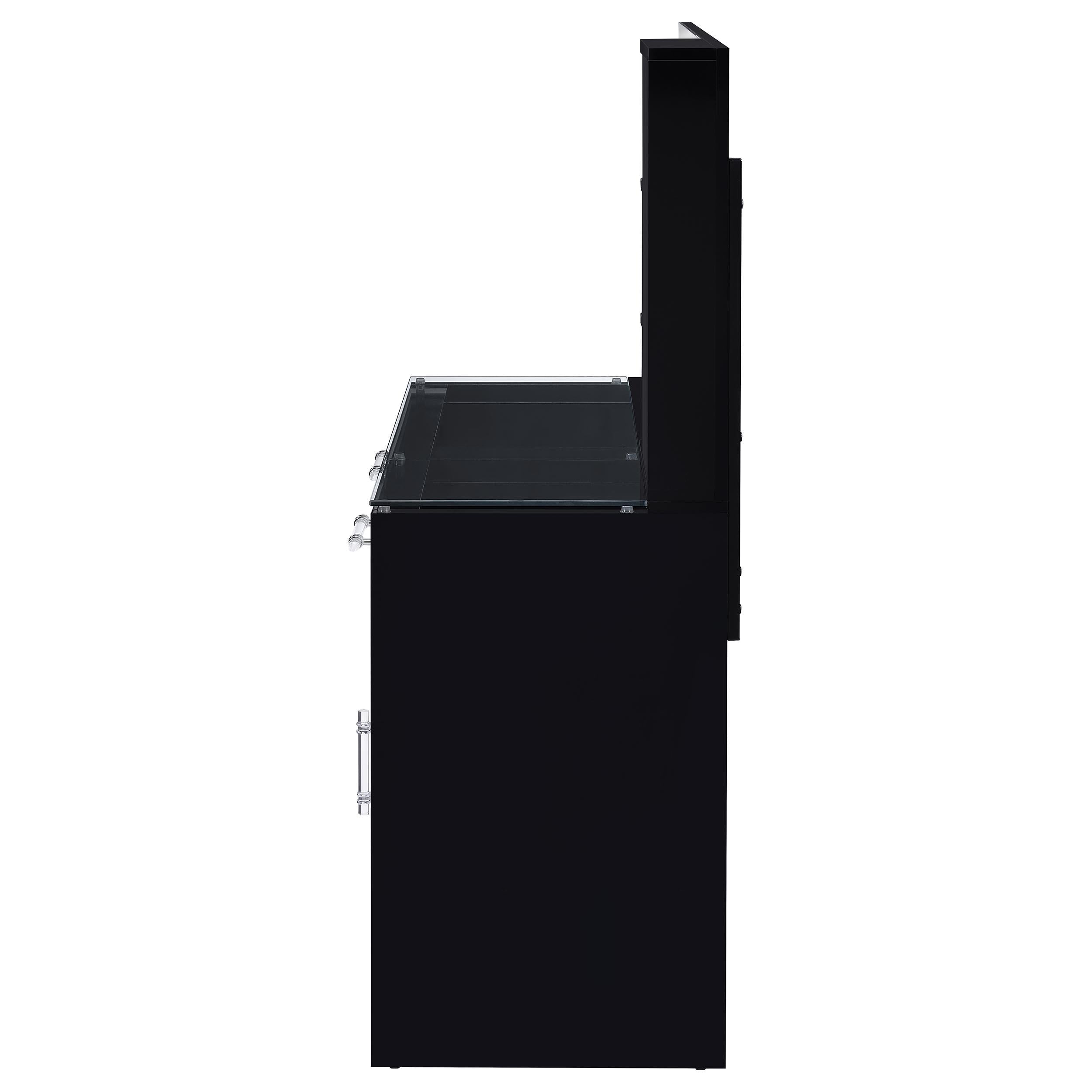 TBA 2-drawer Vanity Table Set LED Mirror and Stool Black High Gloss - 930219