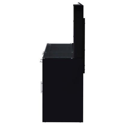 TBA 2-drawer Vanity Table Set LED Mirror and Stool Black High Gloss - 930219
