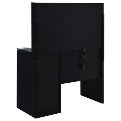 TBA 2-drawer Vanity Table Set LED Mirror and Stool Black High Gloss - 930219