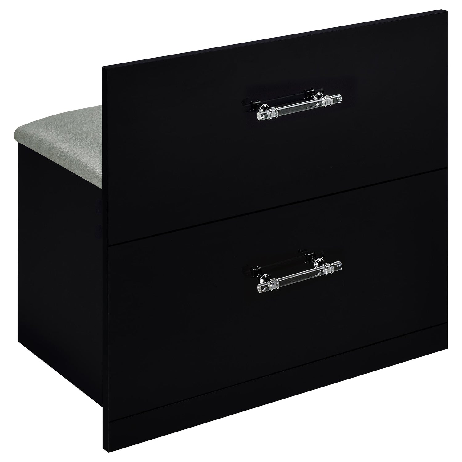 TBA 2-drawer Vanity Table Set LED Mirror and Stool Black High Gloss - 930219