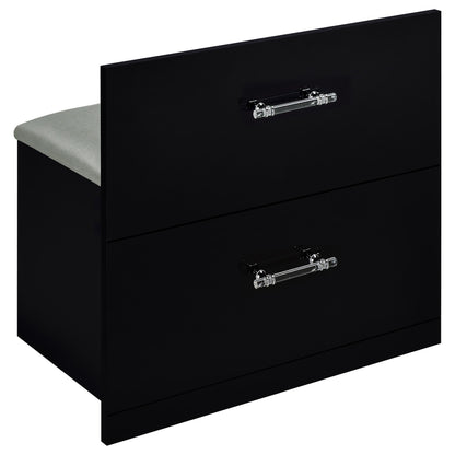 TBA 2-drawer Vanity Table Set LED Mirror and Stool Black High Gloss - 930219