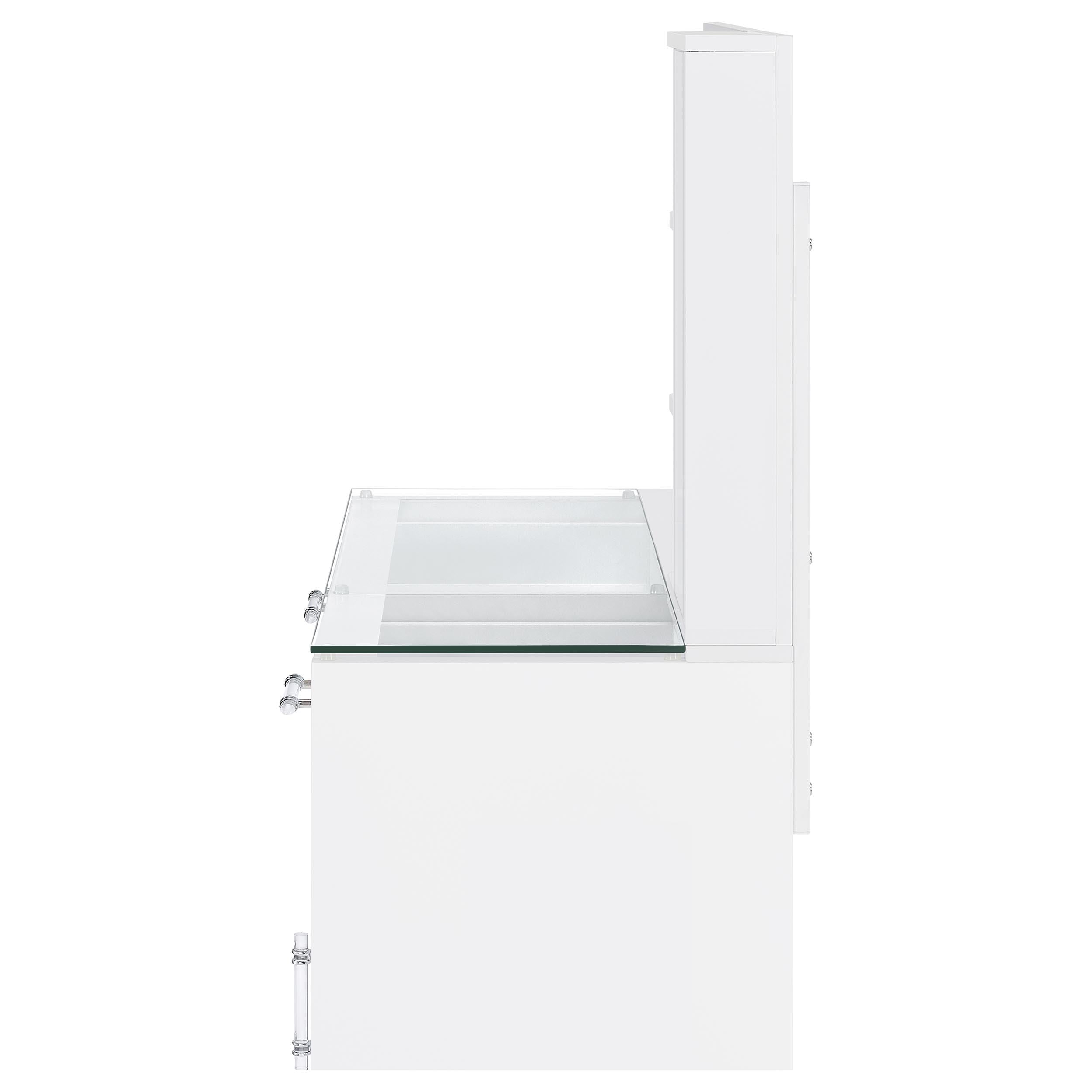 TBA 2-drawer Vanity Table Set LED Mirror and Stool White High Gloss - 930218