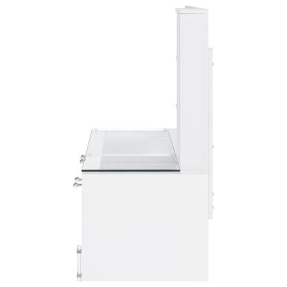 TBA 2-drawer Vanity Table Set LED Mirror and Stool White High Gloss - 930218