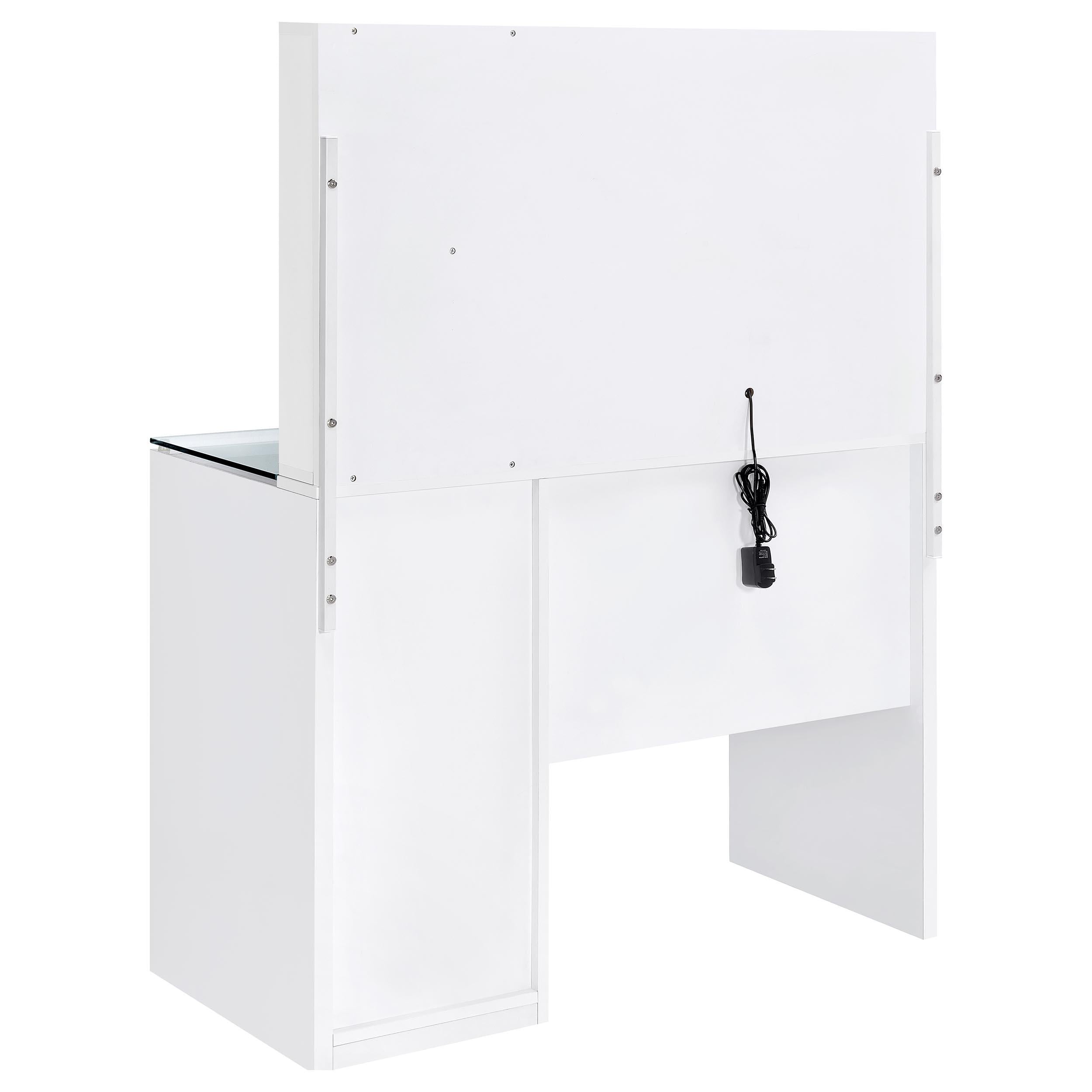 TBA 2-drawer Vanity Table Set LED Mirror and Stool White High Gloss - 930218