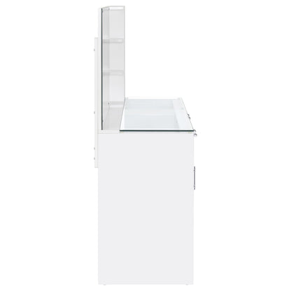 TBA 2-drawer Vanity Table Set LED Mirror and Stool White High Gloss - 930218