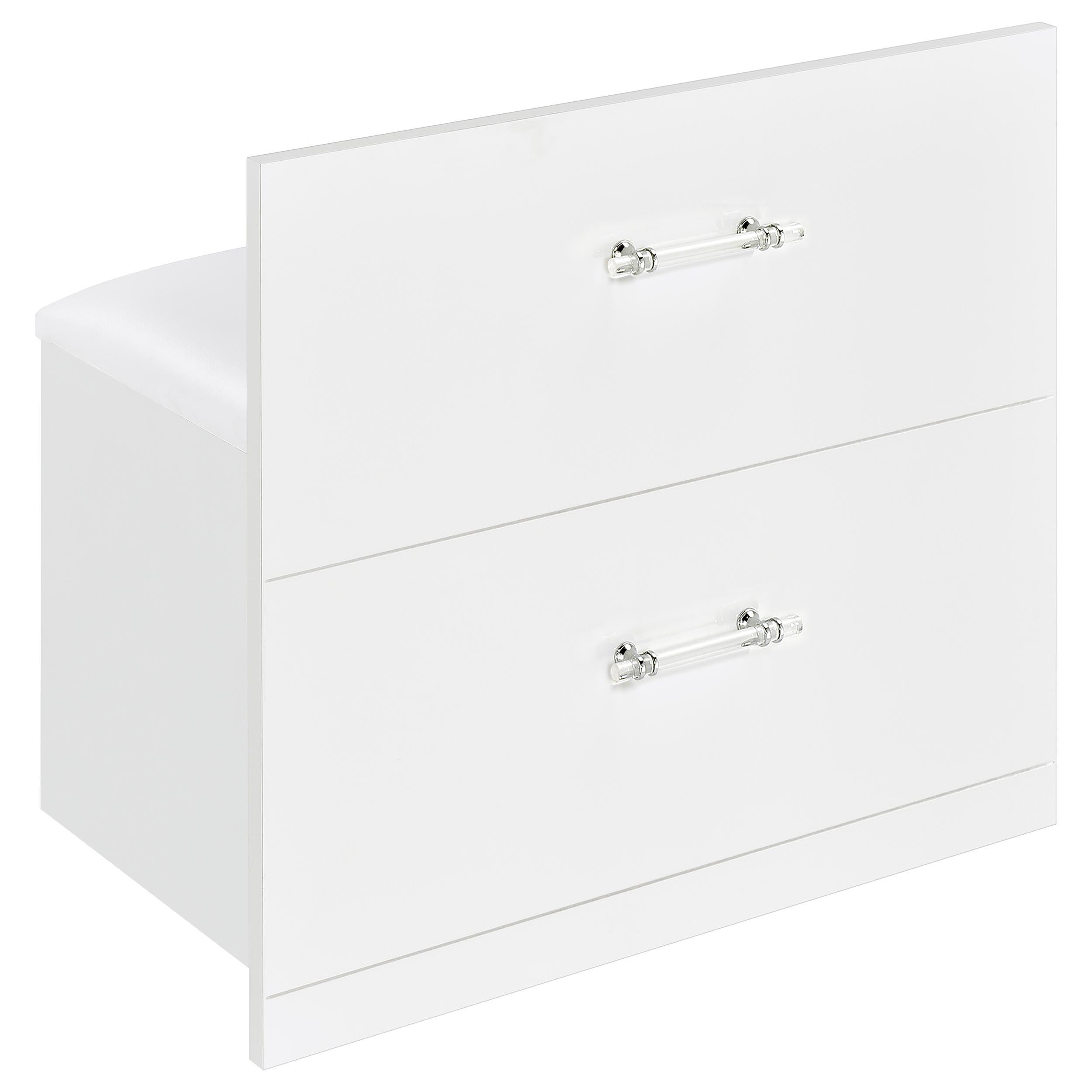 TBA 2-drawer Vanity Table Set LED Mirror and Stool White High Gloss - 930218
