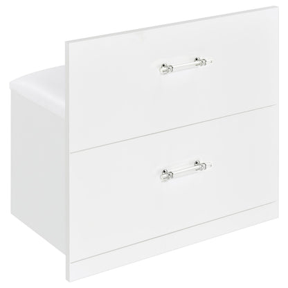 TBA 2-drawer Vanity Table Set LED Mirror and Stool White High Gloss - 930218