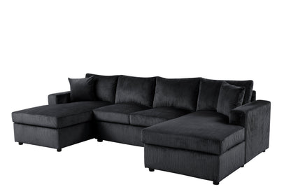 Terasa - Black Double Chaise Sectional - TERASA BLACK
