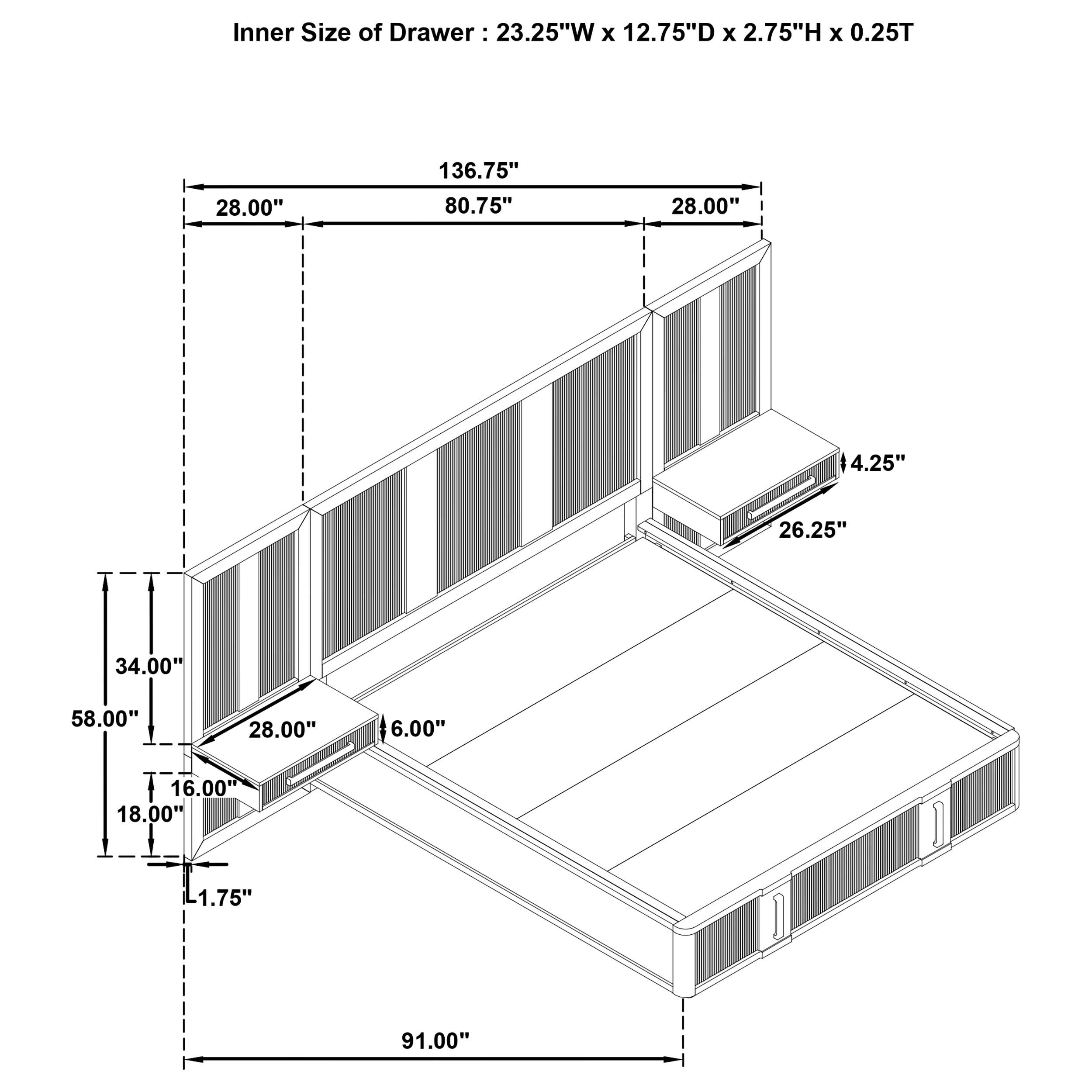 Terrace 5-piece California King Panel Bedroom Set Ash Brown - 224900KW-S5P