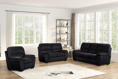 Tiffany10 Black - 2PC or 3PC Living Room Set *3PC - TIFFANY10 BLACK 3PC