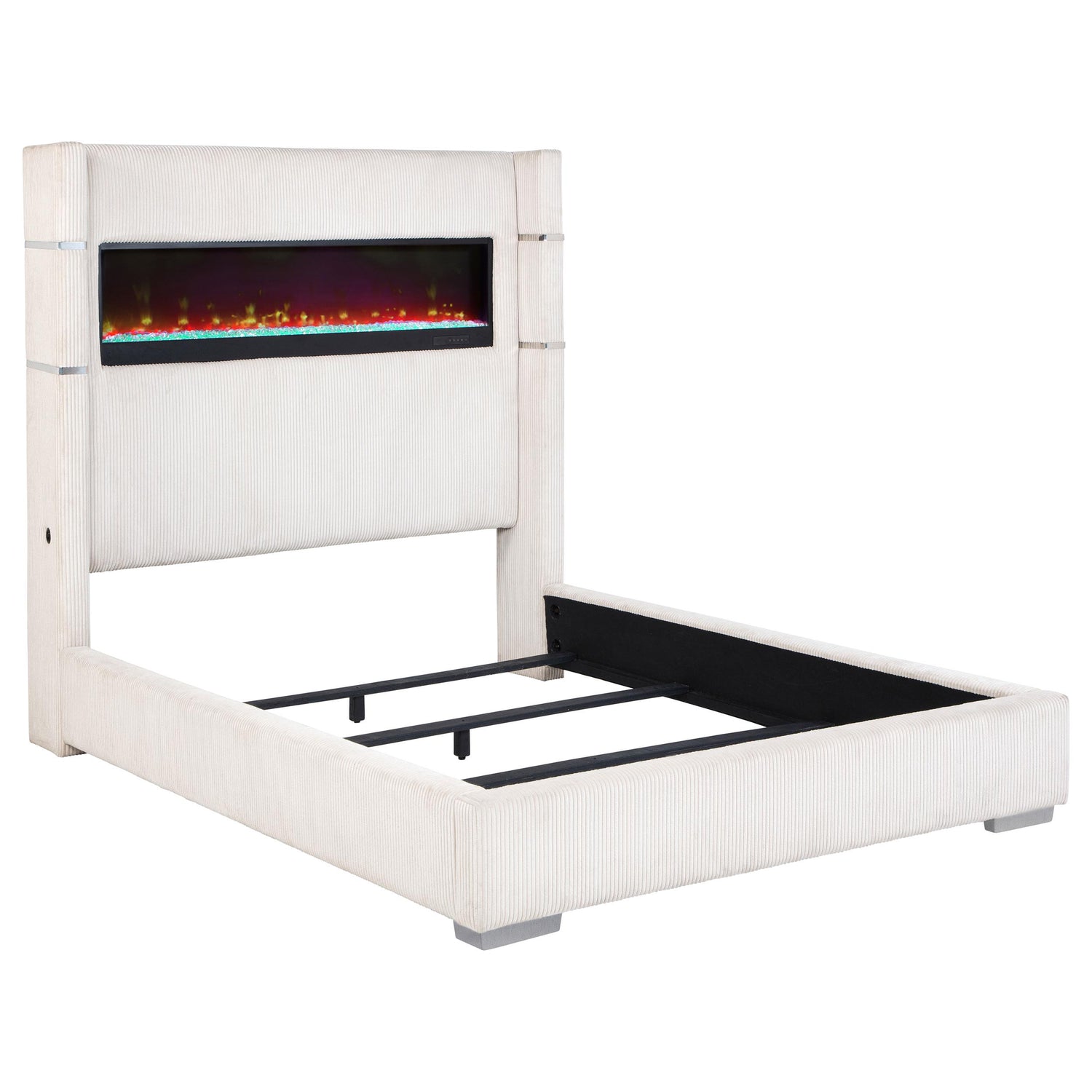Tisdall 67-inch Upholstered Eastern King Fireplace Bed Black - 306032KE