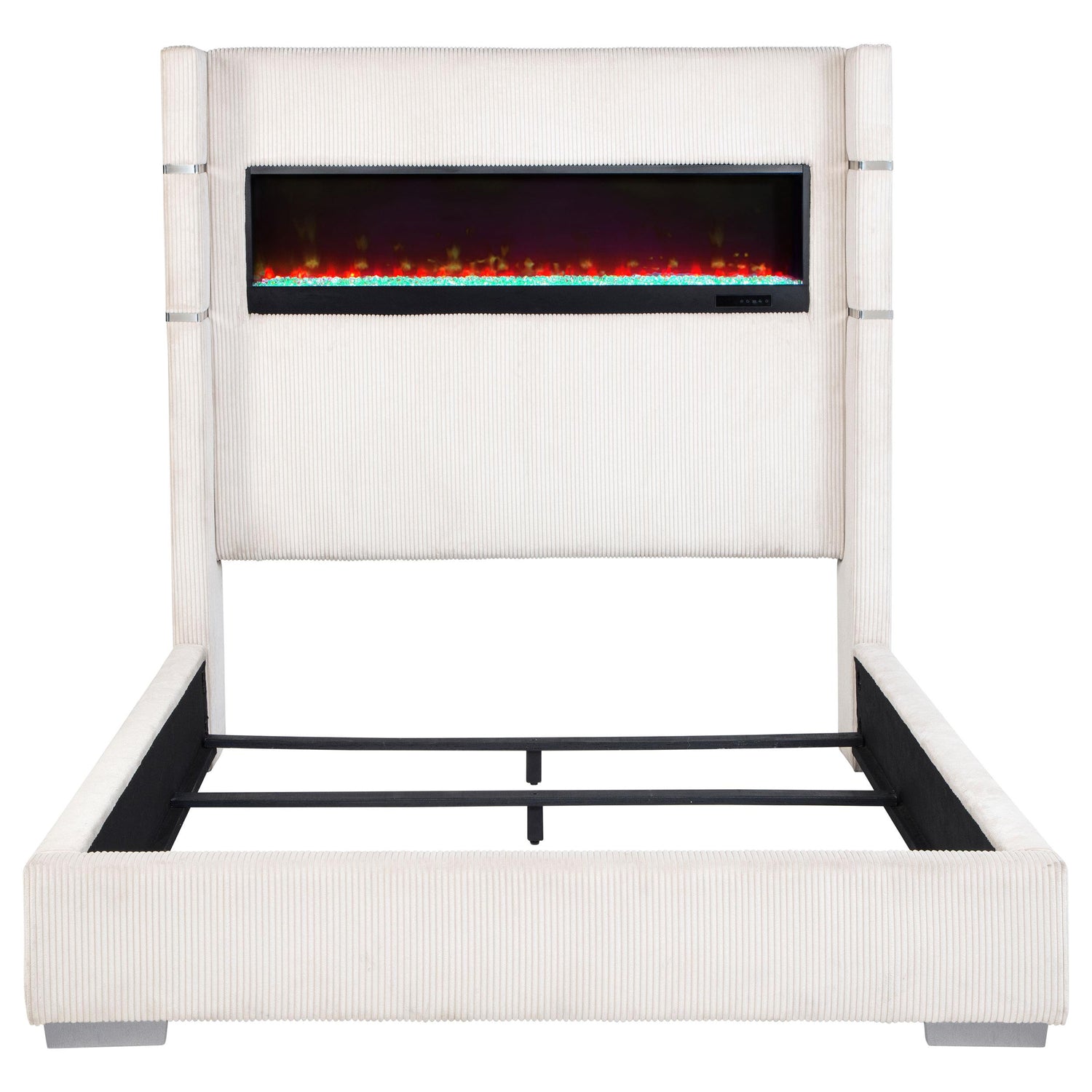 Tisdall 67-inch Upholstered Eastern King Fireplace Bed Black - 306032KE