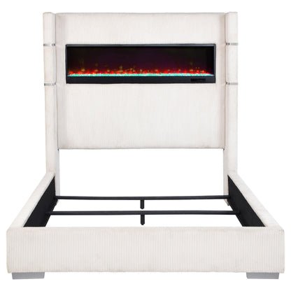Tisdall 67-inch Upholstered Eastern King Fireplace Bed Black - 306032KE