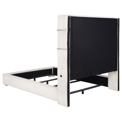 Tisdall 67-inch Upholstered Eastern King Fireplace Bed Black - 306032KE