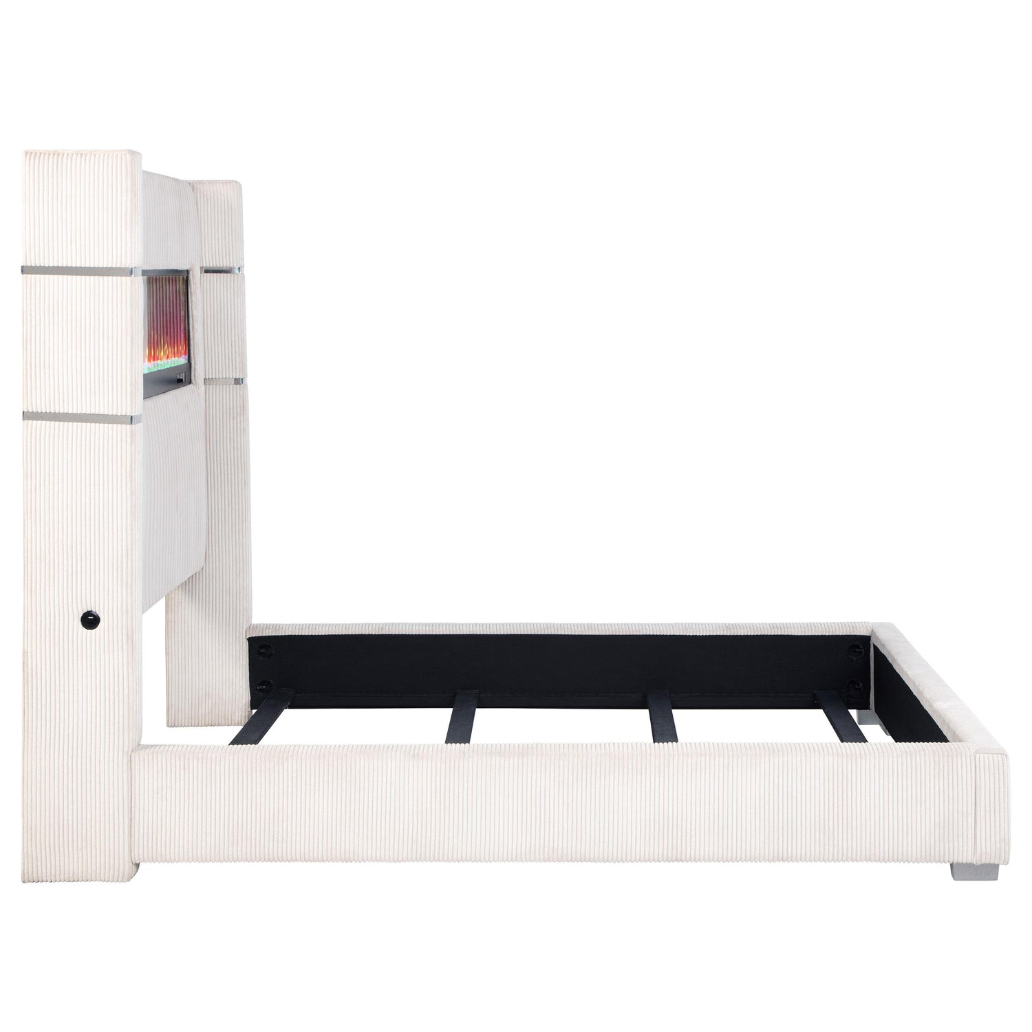 Tisdall 67-inch Upholstered Eastern King Fireplace Bed Black - 306032KE
