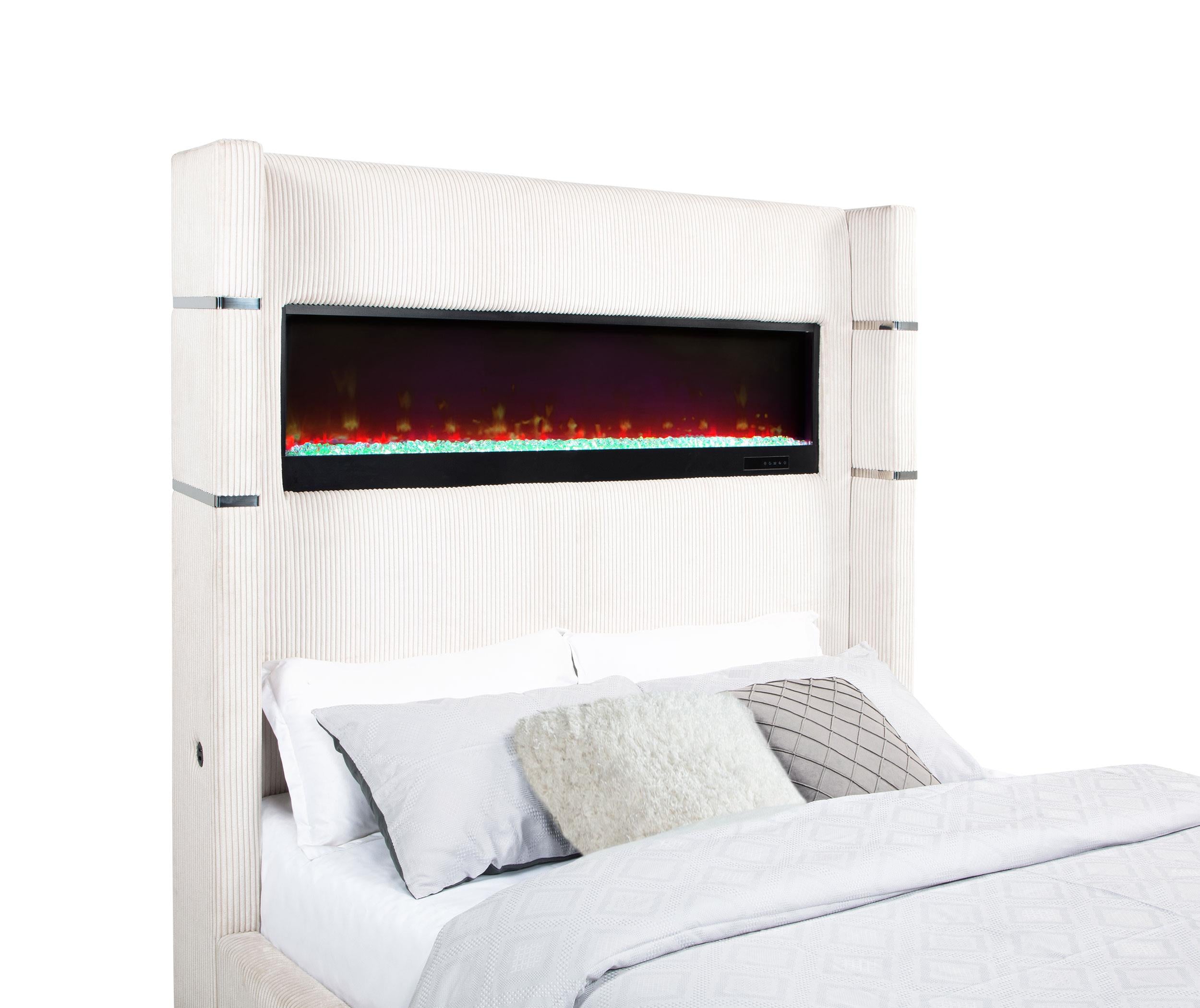Tisdall 67-inch Upholstered Eastern King Fireplace Bed Black - 306032KE