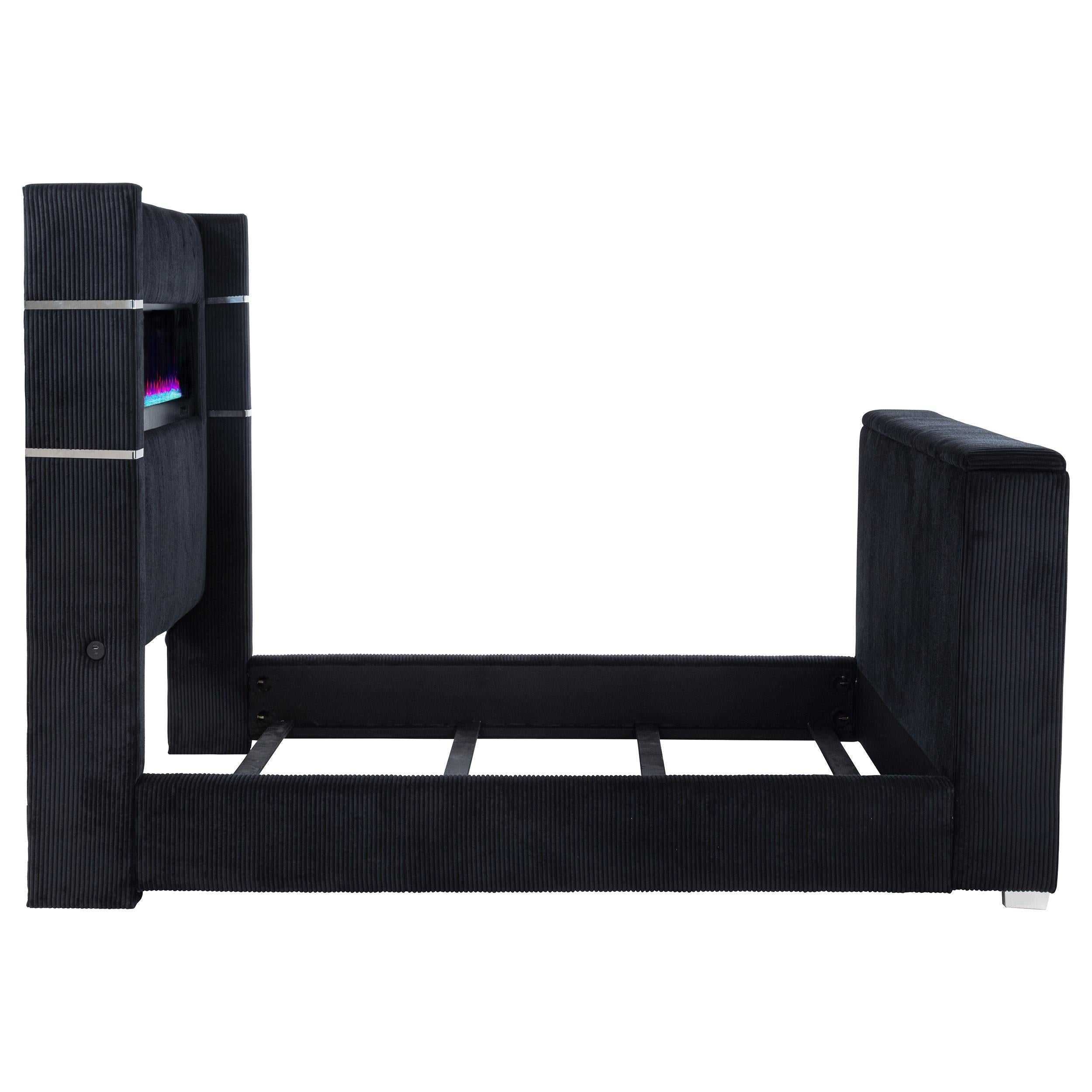 Tisdall California King Flame Visualizer TV Bed Black - 315868BLKKW