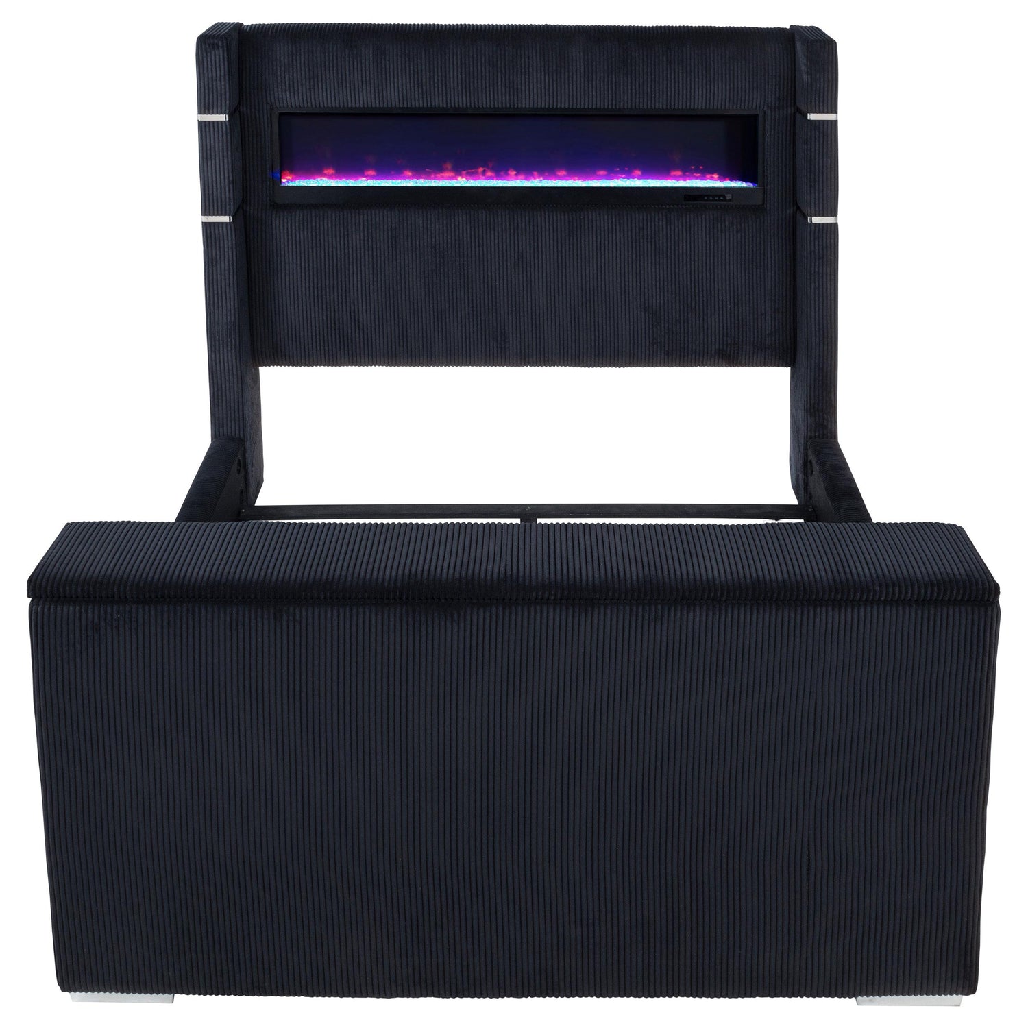 Tisdall Eastern King Flame Visualizer Wingback TV Bed Black - 315868BLKKE