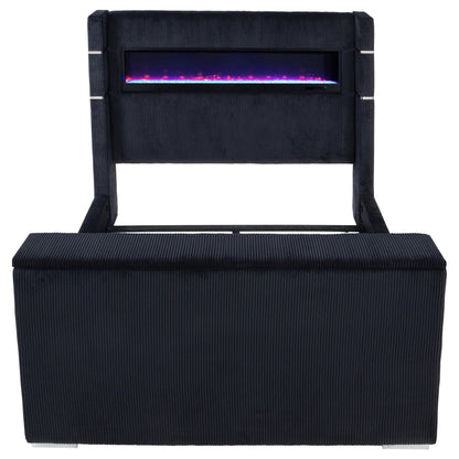 Tisdall Eastern King Flame Visualizer Wingback TV Bed Black - 315868BLKKE
