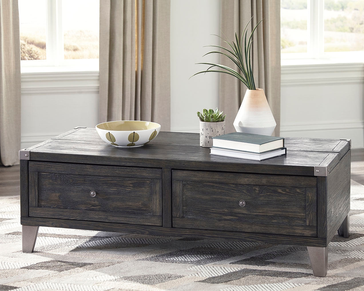 Todoe Coffee Table with 1 End Table in Dark Gray - PKG008763