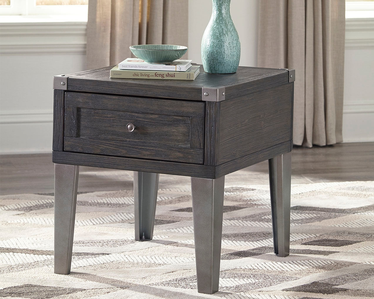 Todoe Coffee Table with 1 End Table in Dark Gray - PKG008763